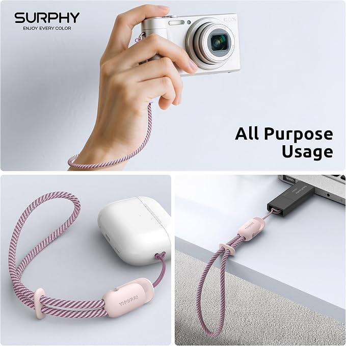 SURPHY 3 Pack Phone Wrist Strap, Phone Lanyard with Cellphone Tether Tab | Phone Strap Charm, Camera Wrist Strap with 2-Color Braided, Phone Wristlet, Wrist Lanyard for Case - Image 5