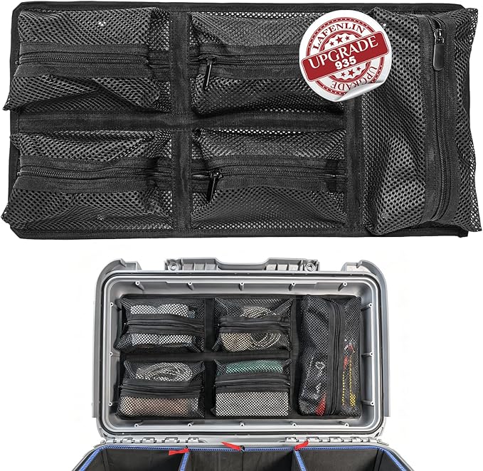 LAFENLIN Lid Organizer for Nanuk 935 Case, Hook & Loop (Screws Inc.) | DIY Divider System for Pelican / Nanuk Case, Customizable Organizer with U-clips & Red Pull Tabs - CASE Not Included by LAFENLIN-HardCaseLock
