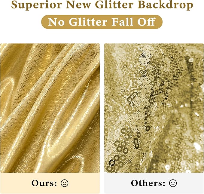 Outpain 30x10ft Gold Sequin Backdrop Curtains, Wrinkle Free Glitter Backdrop Drapes for Wedding Parties Photography Stage Decor, Non-Shedding 6 Panels Set (5x10ft Each) - Image 2