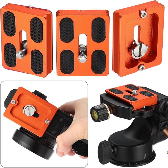 Frienda Quick Release Plate Tripod 1/4-20 DSLR,Pu50,Orange | Tripod Mount Plate, Camera Tripod Mount for DSLR Camera Tripod Ball Head , Metal, 1.9 x 1.5 x 0.4 Inch - Image 3