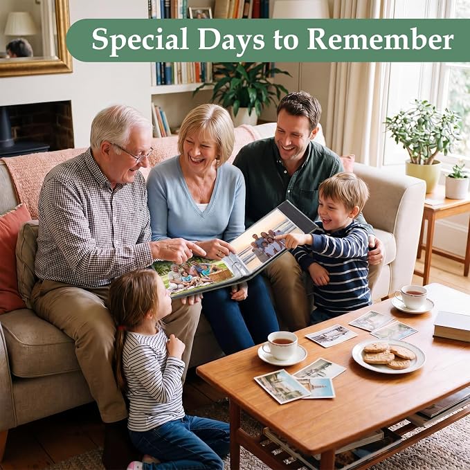 Spiareal Wonderful Memories Greeting Card Holder Organizer Set 6 x 8 Inches 100 Pages Fabric Binder Greeting Card Holder Stamping Album Display Organization Storage for Cards Keepsakes Memory Photo - Image 2