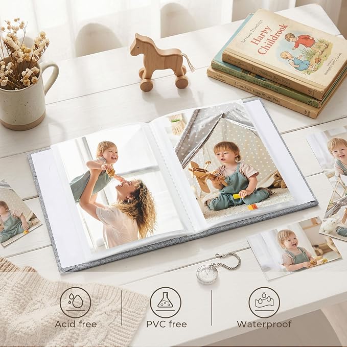 Vienrose 4x6 Mini Photo Album, 2 Pack, 52 Photos, Grey | Linen Cover, Photo Book, Baby Memory Book, Artwork Postcards Storage - Image 5