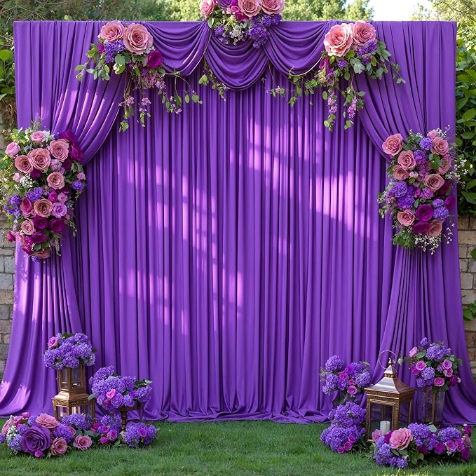8 Panels Purple Backdrop Curtains for Wedding Party Wrinkle Free Backdrops Curtain Drapes Fabric Decorations Photo Back Drop Cloth for Baby Shower Photography Stage Reception 40ft(W) x 12ft(H) - Image 9