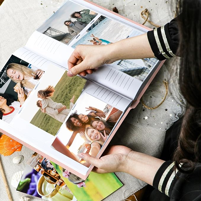 Holoary Photo Album 4x6 300 Photos, 300 Pockets 4”x6” Picture Album, Linen Fabric Cover Big Picture Book for Photos with Writing Area, 4x6 Photo Albums for Family Weddings Travel Memories(Pink) - Image 5
