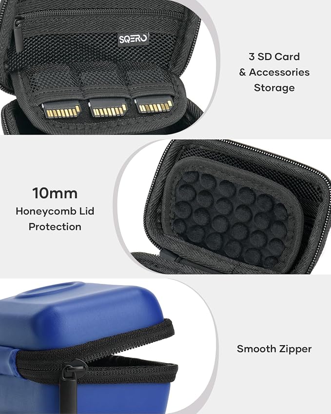 SQERO Digital Camera Case for KODAK PIXPRO FZ45 FZ55 & CAMKORY 1080P | Compact Travel Bag with 3 SD Card Slots,Small Lightweight Pouch, Cute Gifts for Adults Kids - Image 4