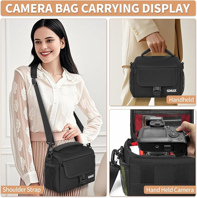 Camera Carrying Case, Camera Storage Bags Anti-Shock Crossbody Camera Case | Digital Camera Case with Rain Cover Compatible for Canon EOS R50 M50 Powershot SX540 SX70, Nikon Coolpix, Sony a6100 a6400 - Image 8