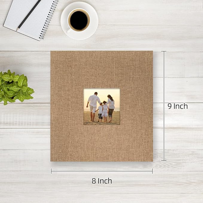 potricher Photo Album 4x6 Pictures, 200 Pockets, Linen Cover, Khaki | Linen Cover, Front Window, Large Capacity 4x6 Picture Albums, Photo Book for Family, Wedding, Anniversary, Baby, Keepsake - Image 2