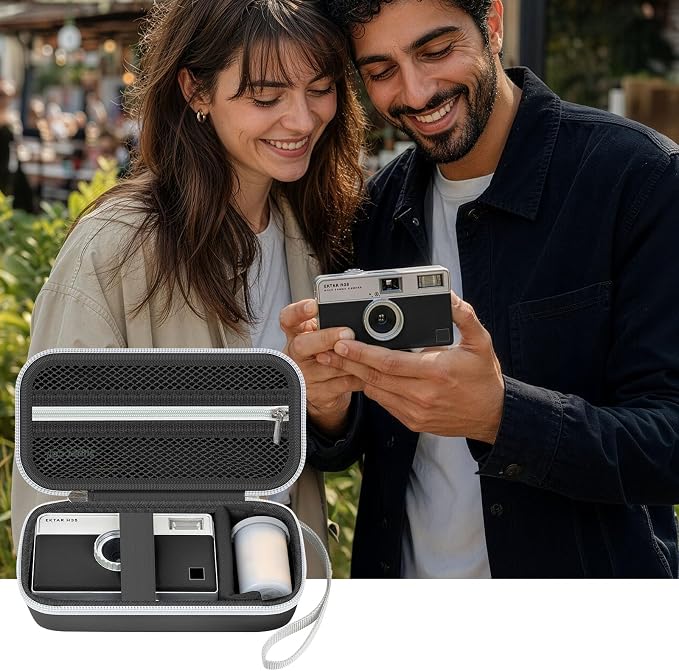 Film Camera Case for Kodak EKTAR H35 H35N Half Frame Film Camera | Camera and 35mm Film Rolls Storage, Mesh Pocket for Small Accessories, Travel and Home Organization; Slim, Black, Case Only - Image 9