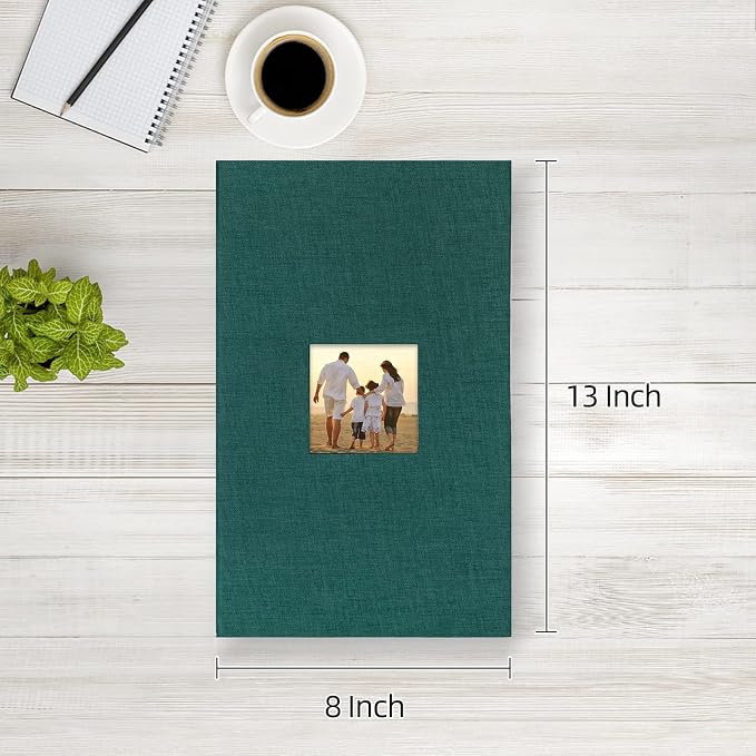 potricher Photo Album 4x6 Pictures, 300 Pockets, Linen Cover, Dark Green | Linen Cover, Front Window, Large Capacity 4x6 Picture Albums, Photo Book for Family, Wedding, Anniversary, Baby, Keepsake - Image 2