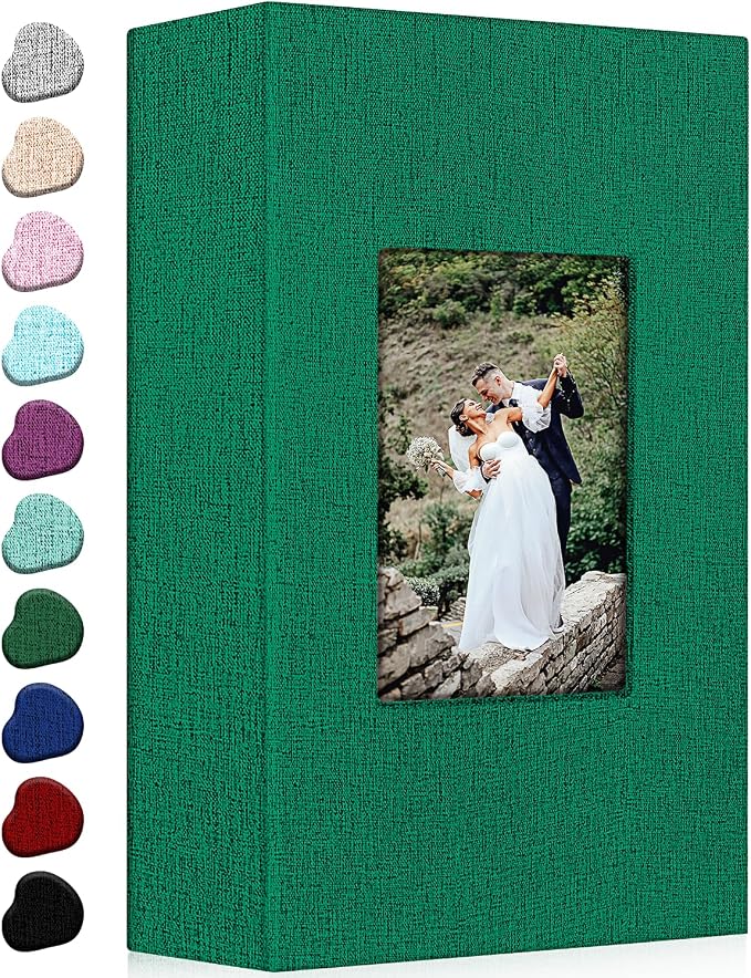 Ejblfe Photo Album 4x6,Linen Cover Slide-in Photo Album Book Can Holds 300 4x6 Photos with 50 Black Sheets for Family,Wedding,Baby and Holiday Pictures (Dark Green) by EJBLFEPremiumPhotoAlbums