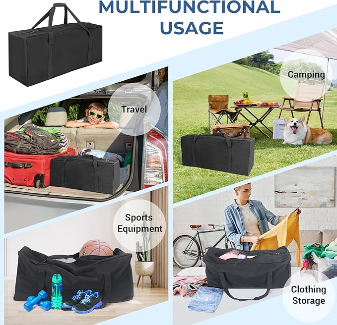 COOLBEBE 32" Sports Duffle Bag - 73L Large Travel Duffel Luggage Bag | Upgrade 2-way Lockable Zippers, Sturdy & Water Resistant for Camping Moving Sports Equipment, Black - Image 2