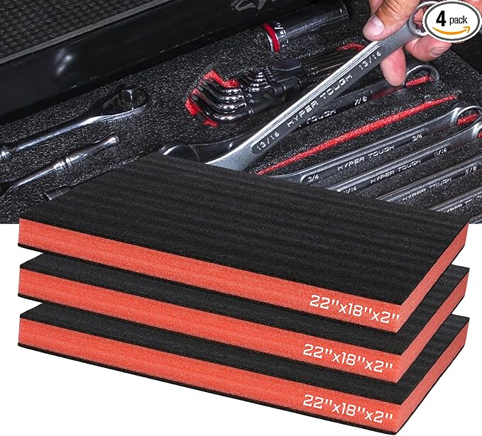 3 Pcs Tool Box Foam Sheet - 22'' x 18'' x 2'' Liner Polyethylene Storage Sheets Foam Padding Inserts for Packing Toolbox Hard Case Drawer Camera Shadow Organizer by MXCELL