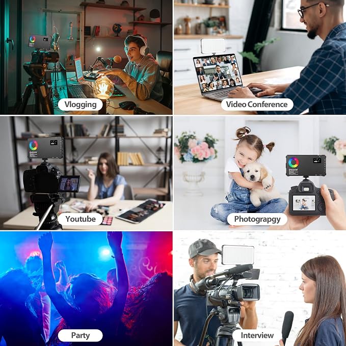 ENEGON RGB Video Light, Built-in 4000mAh Rechargeable Battery LED Camera Light Full Color 24 Common Light Effects, CRI≥95 2500-9000K LED Video Light Panel with Power Bank Function. - Image 7