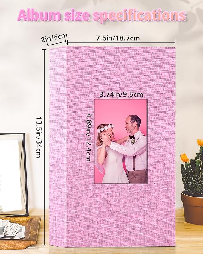 Artfeel Photo Album 4x6 with 300 Pockets,Slip-in Picture Albums,Linen Cover Memory Book with Front Window,White Page Vertical Photo Book for Wedding,Family,Anniversare,Baby,Vacation - Image 3