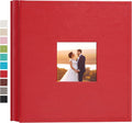 potricher Small Photo Album 4x6 200 Photos, Leather Cover, Red | Leather 4x6 Picture Album with 200 Horizontal Pockets, Photo Book for Family, Wedding, Anniversary, and Baby by potricher