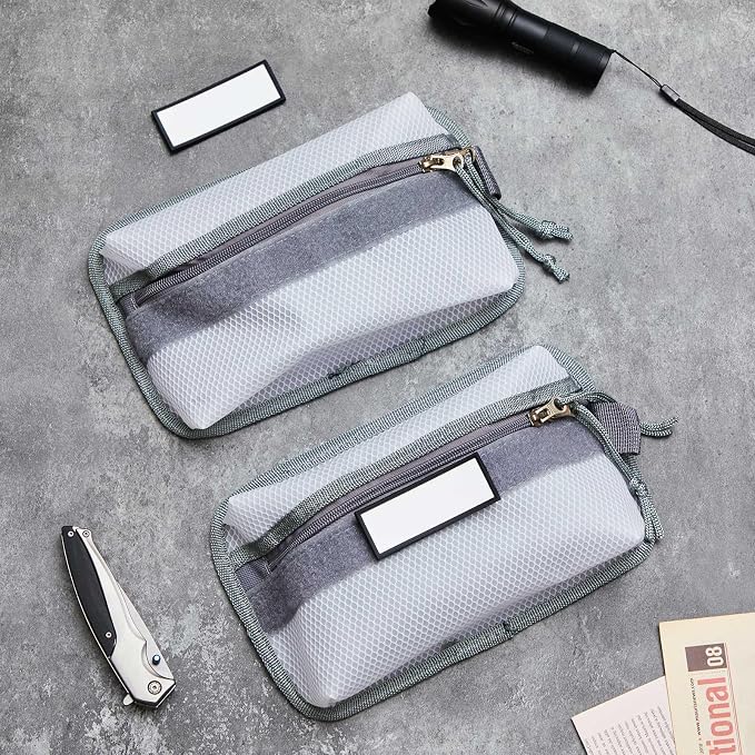 Aliceset 2 Pcs Tactical Pouch Admin Pouch Tactical Bag Insert Panel Organizer with Writable Patches, Molle Panel Accessories Utility Storage Pocket Accessories (Gray,Classic Style) - Image 6