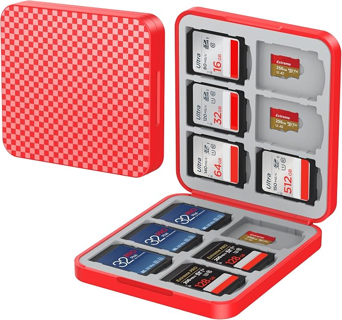 HEIYING Memory SD Card Holder with 24 Card Slots for Micro SD Cards | 12 SD + 12 Micro SD Slots, Magnetic Closure, Compact Portable Storage case with Soft Silicone Interior for Card Protection by HEIYING