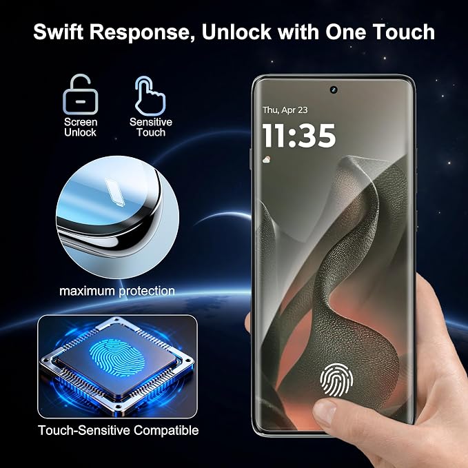 2+2 Pack for Motorola Edge 2025 Screen Protector and Camera Protectors, Fingerprint Support, Case Friendly, Bubble-Free, Anti-Scratch, 9H Hardness, HD Clear Glass Screen Protector for Edge 2025 - Image 2