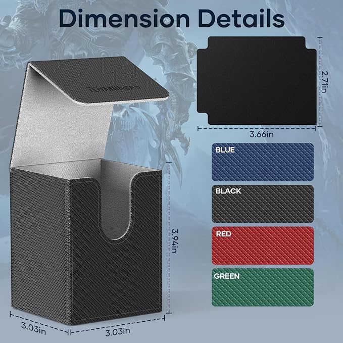 Mlikero 4 Pack Card Deck Box, Commander Deck Box Holds 400+ Single Sleeved Cards with 4 Dividers, Leather Magnetic Card Box Fit for MTG, TCG (4 Colors) - Image 4