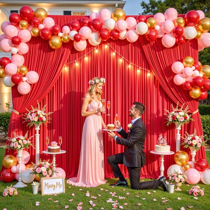 Red Backdrop Curtain for Parties Wedding Wrinkle Free Red Photo Curtains Backdrop Drapes Fabric Decoration for Birthday Party Baby Shower Christmas 5ft x 7ft,2 Panels - Image 8