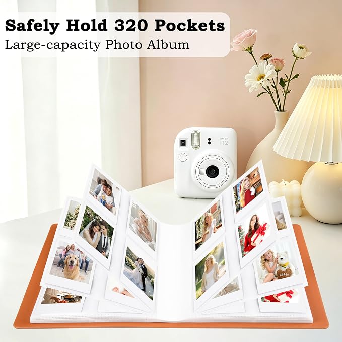 320-Pocket Photo Album for Polaroid 2x3" & Instax Mini Photos, Brown | Gift-Ready Packaging, Beautiful Photo Book, Safely Keep Your Wedding-Anniversary-Birthday-Travel Memories or Mini Cards - Image 3