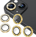 AGVEE 3+3 6 Pack for iPhone 15/15 Plus Camera Lens Protector Cover | Individual Bling Diamond & Bling Glitter Sparkle Cute Gem Metal Ring, 9H Tempered HD Glass by AGVEE