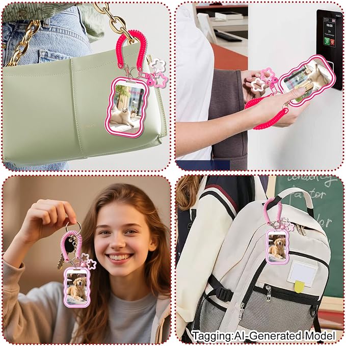 2 Pack Cute Photocard Holder Keychain,Kpop Photo Card Holder | Creative Photo Protector Keychain Accessories for Bus Card, Daily Display & Travel Decorations Gifts - Image 7