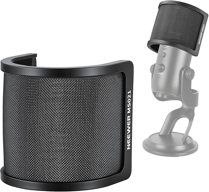 NEEWER Pop Filter for Microphones, Triple Layer Isolation Shield for 35-55 mm Diameter Mics, Windscreen Cover for Podcast Streaming Voice Over Singing Studio Recording, MS021 by Neewer