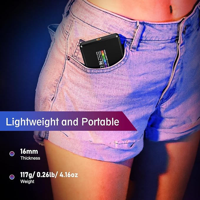 120 RGB Video Light, Photography Light, Color Temperature 2500-9000K 360° Full Color with 20 Lighting Effects, 3000mAh Battery, OLED Display, DSLR Lighting for TikTok, Photography, Video Conference - Image 7