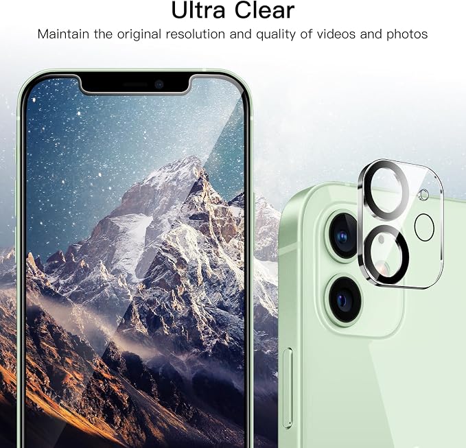 JETech Screen Protector for iPhone 12 mini, 2+2 Pack | with Camera Lens Protector, HD Clear Tempered Glass, Face ID Compatible, Anti-Scratch Protection - Image 4
