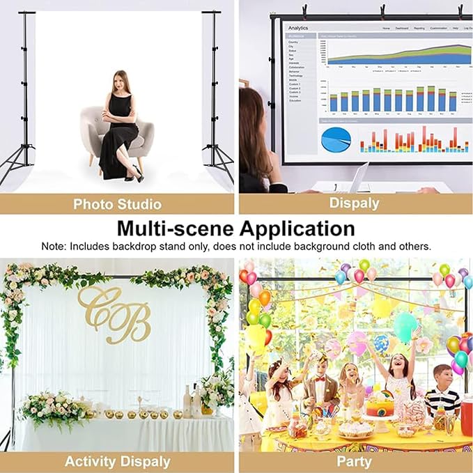 Photo Backdrop Stand 9ft x 10ft Photograhy Adjustable Background Stands Support Kit with Carry Bag for Photo Studio, Photoshoot, Parties, Photographic Equipments - Image 8