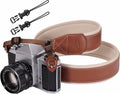 Padwa Lifestyle Tan Top Leather Camera Strap - 1.77" Wide Full Grain Cowhide Camera Straps with Soft Skin Friendly Neck & Shoulder Leather Padded Comfort for Extended Photography by Photographers by PadwaLifestyleCameraStrap