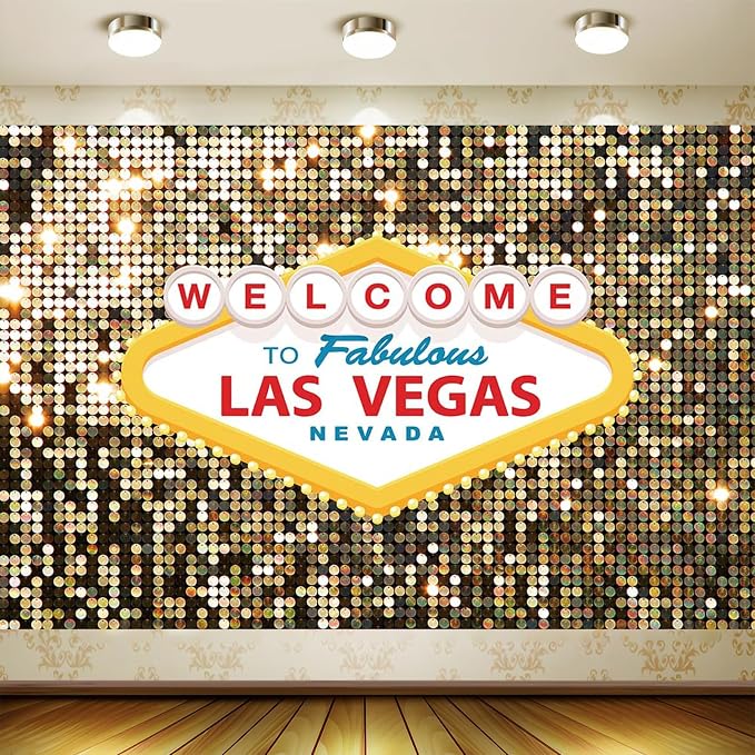 9x6FT Fabulous Casino Photo Backdrops Welcome to Las Vegas Party Poker Movie Themed Photography Background Vintage Costume Dress-up Baby Shower Banner Birthday Prom Ceremony Supplies Props Vinyl - Image 2