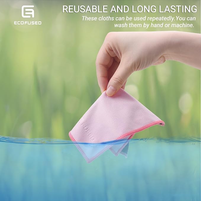Eco-Fused Microfiber Cleaning Cloths Double-Sided - 5 Pack - 6.6 x 6.2 inch - Microfiber and Suede Cloth for Smartphones, LCD TV, Tablets, Laptop Screens, Camera Lenses (Pink) - Image 4
