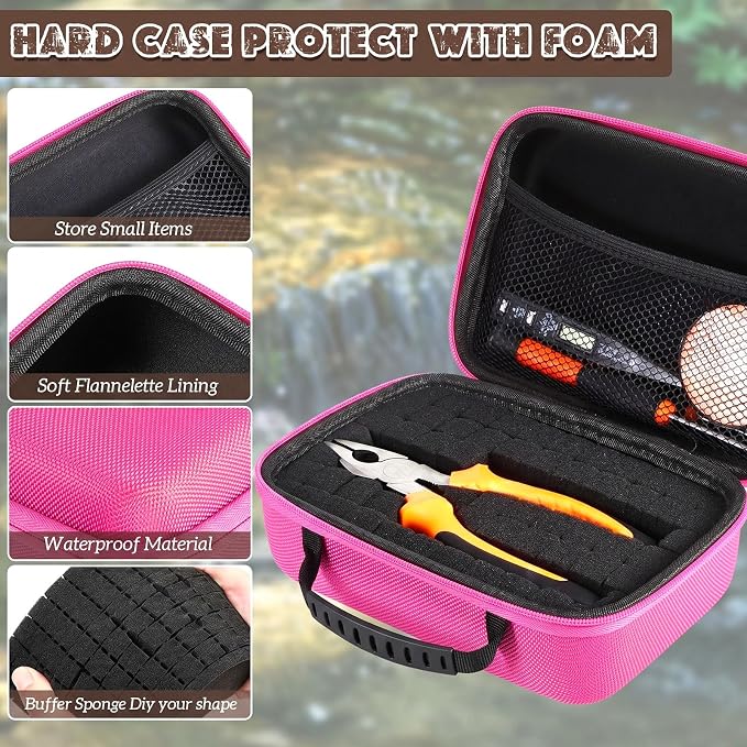 Relaxweex Hard Case with Foam, 11 X 7.8 X 4.3 Inch, Fuchsia | EVA Waterproof Shockproof Case, Customizable Foam for Camera Electronics Instruments, Digital Products, with Knife - Image 3