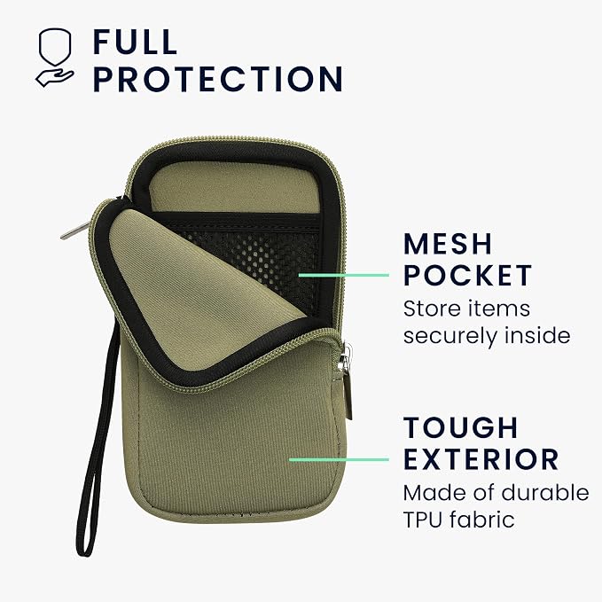 kwmobile Universal Phone Pouch Size L - 6.5" - Neoprene Smartphone Pouch with Zip - Water-Repellent Mobile Phone Case - Sleeve in Gray Green - Image 3