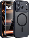 FNTCASE for iPhone 17 Pro Max Case, Fit for Magsafe, Screen Protector | Full Camera Protection, Translucent Matte, 14FT Military Grade Drop Proof, Shockproof Protective Phone Cover, Black Circle by FNTCASE