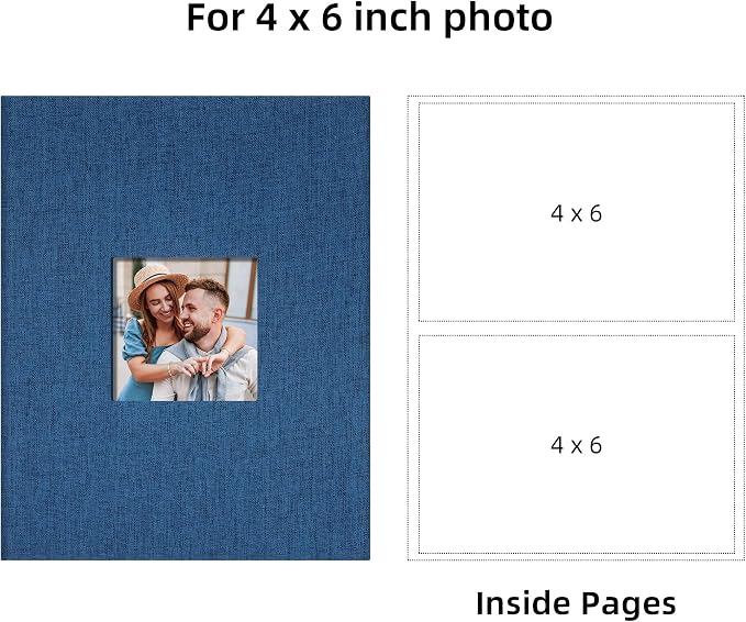 4x6 Slip In Photo Album Holds 200 Pockets Cloth Cover Navy Blue | DIY cover window, Acid free pages, PVC free pockets, Family Travel Wedding, Gift ready - Image 6