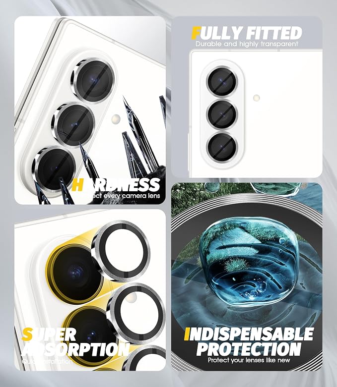 Orzero (2 Sets Camera Lens Protector for Samsung Galaxy Z Fold 8 Ultra, [EZ Install] [Case-Friendly] 9H Tempered Glass CD Pattern Lens Cover, Military-Grade Shockproof, HD Clarity Anti-Glare - Sliver - Image 2