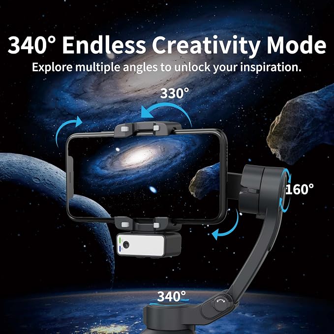 3-Axis Gimbal Stabilizer for Smartphone, Handheld Gimbal Tripod for iPhone & Andriod with Fill Light, AI Auto Face/Object Tracking, Foldable Rotating Stabilizer for Phone Video Recording, Vlogging - Image 7