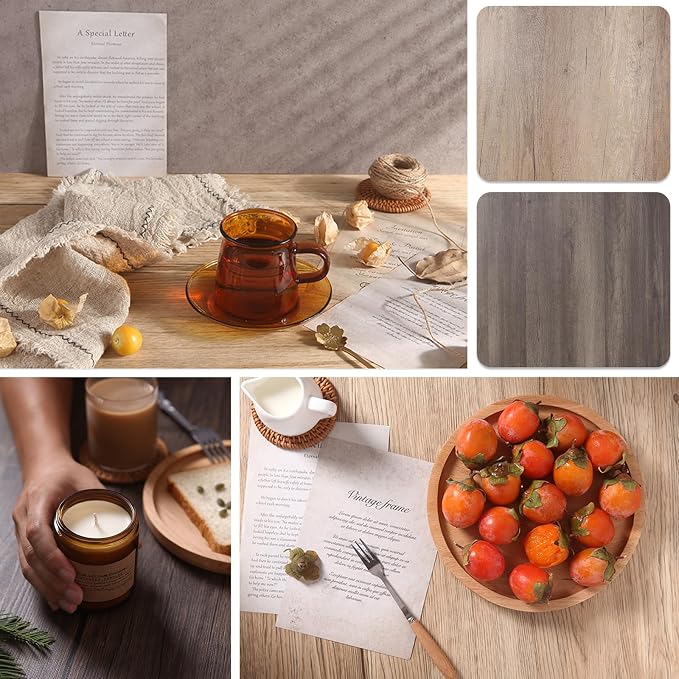 5PCS Double Sided 10 Patterns Photography Backdrop Boards, 16x16 Inch Waterproof Background Surface with 4 Brackets, Cement Marble Wood Brick Texture Backdrop for Food Jewelry Shooting - Image 3