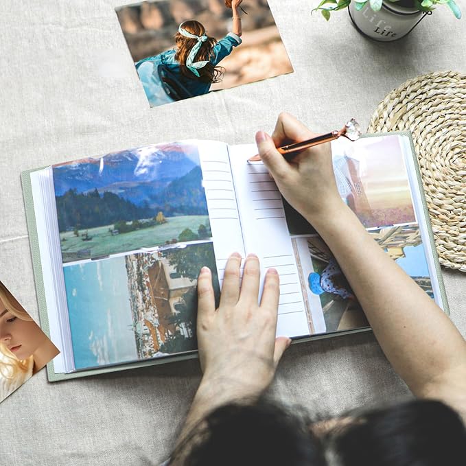 Holoary Photo Album 4x6 200 Photos, 200 Pockets 4”x6” Picture Album, Linen Fabric Cover Big Picture Book for Photos with Writing Area, 4x6 Photo Albums for Family Weddings Travel Memories(Sage) - Image 8