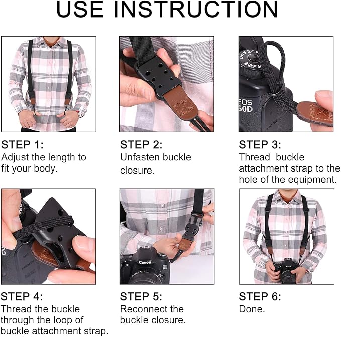 Vigorport Camera Strap, Cross Shoulder Straps, Quick Release Chest Harness | for Binoculars, Rangefinders, Harness Strap Compatible with Canon, Nikon, Sony and DSLR SLR Cameras - Image 7