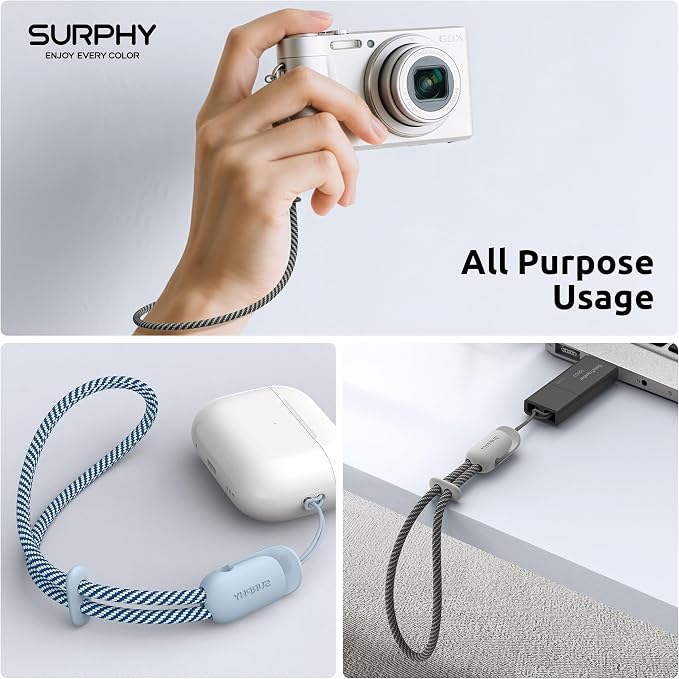 SURPHY 3 Pack Phone Wrist Strap, Phone Lanyard with Cellphone Tether Tab | Phone Strap Charm, Camera Wrist Strap with 2-Color Braided, Phone Wristlet, Wrist Lanyard for Case - Image 5