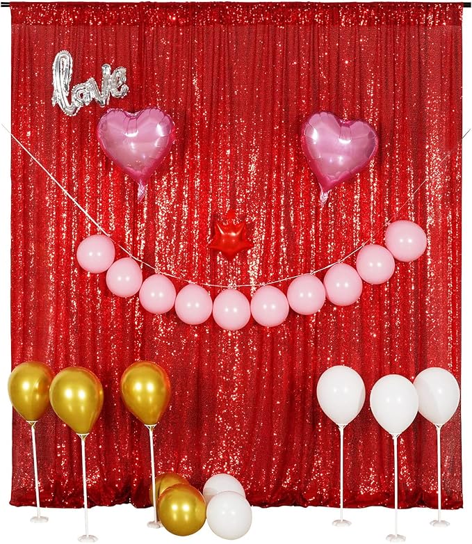 Poise3EHome Red Sequin Backdrop Curtain, 10Ft x 10Ft Red Glitter Photography Background Curtains, Sequence Xmas Thanksgiving Backdrop Drapes for Wedding Party Festival Decor - Image 9