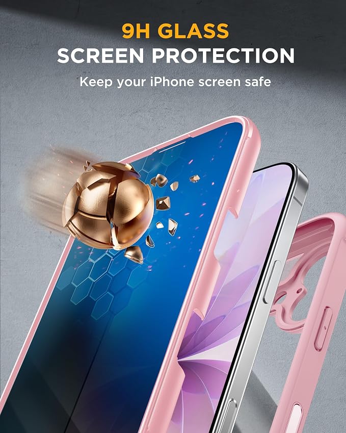 Miracase for iPhone 17 Case with Privacy Screen Protector, Light Pink | Compatible with MagSafe, 360° Full Body Protection, Full Camera Protection, Military-Grade Shockproof Phone Case 6.3" - Image 4