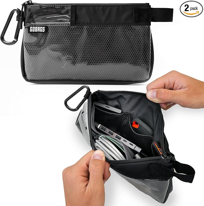 Production Zipper Bags - Electronics & Camera Accessories Bag - Cable organizer, Gear Accessory Pouch, Travel Camera Essentials (Small, Black, 2 pack) by Unknown