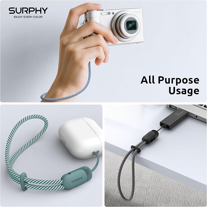 SURPHY 3 Pack Phone Wrist Strap, Phone Lanyard with Cellphone Tether Tab | Phone Strap Charm, Camera Wrist Strap with 2-Color Braided, Phone Wristlet, Wrist Lanyard for Case - Image 7