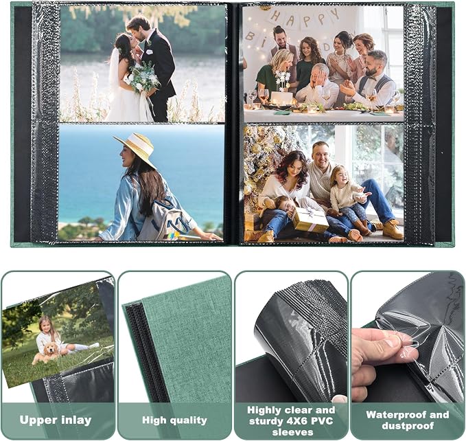 Photo Album 4x6 200 Pockets for Wedding Gifts,Linen Hardcover Picture Albums for Family Anniversary Baby Vacation Pictures - Image 5