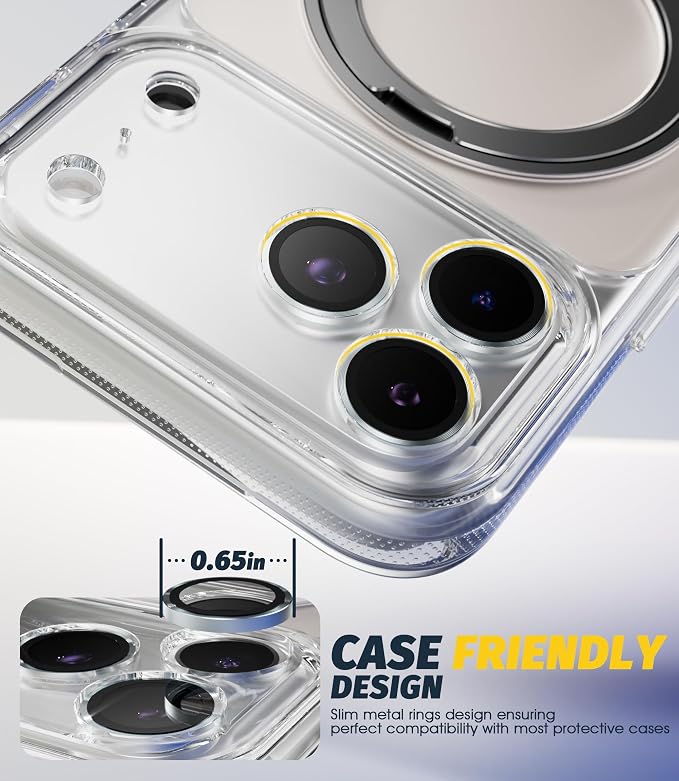 (3 Sets) Orzero Camera Lens Protector Compatible for iPhone 17 Pro&17 Pro Max&16 Pro&16 Pro Max&15 Pro&15 Pro Max&14 Pro&14 Pro Max, [EZ Install] [Case-Friendly] 9H Tempered Glass CD Pattern Lens Cover, Military-Grade Shockproof, HD Clarity Anti-Glare ... - Image 6
